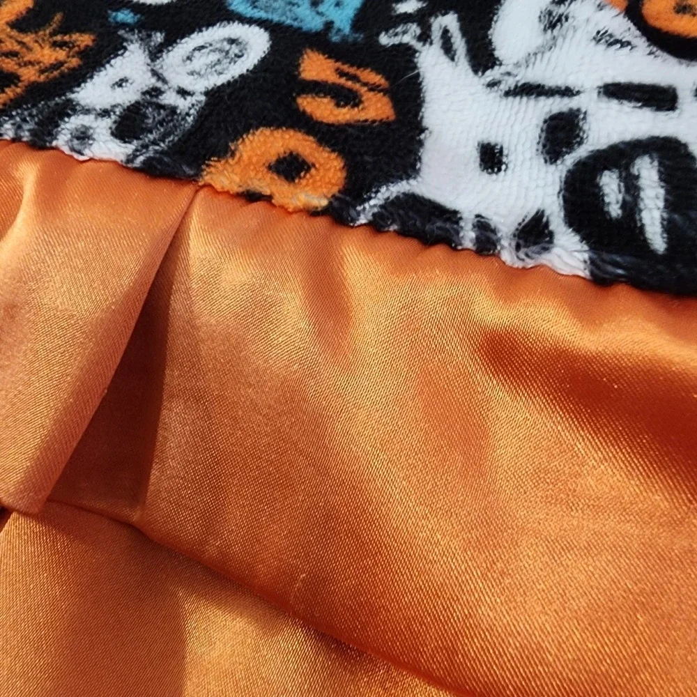 Minky Couture Ultra Plush Motorcycle Print W /Orange‎ Trim Blanket 45